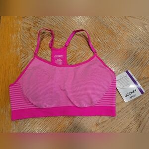 Jockey Women's Pink Wireless Padded Striped Sports Bra Womens XL